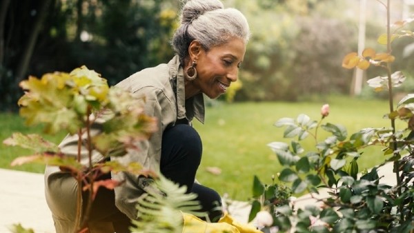 Elderly woman gardening